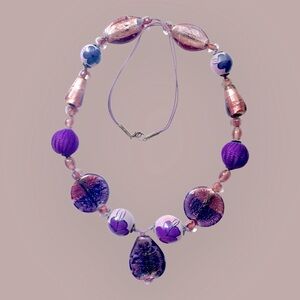 Purple & Gold Beaded Necklace Shells & beads NWOT